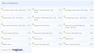 CakeZone menu 1