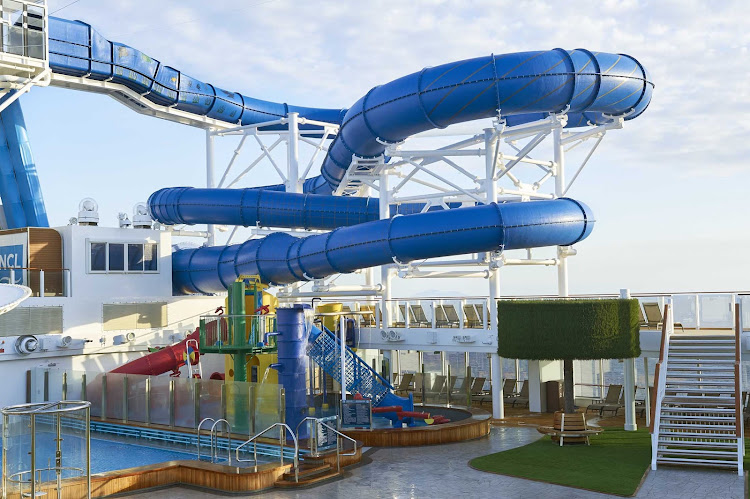 Families will enjoy the Aqua Park on Norwegian Joy.