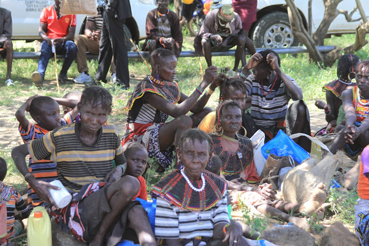 Pokot residents and children at Riongo in Tiaty, Baringo county, on May 23, 2020.