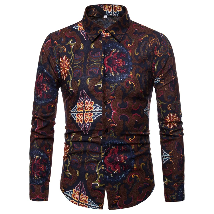 Dark Fractals Cotton Long Sleeve Shirt