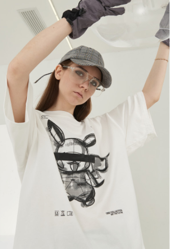 Title 5, Hand-painted Cotton Knitted T-shirt Short-sleev...