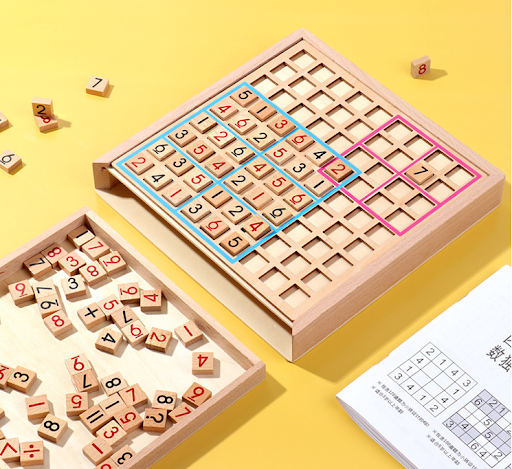 Title 2, Wooden Sudoku Jiugongge Game Chess Early Educat...