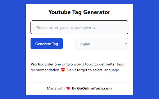 Youtube Tag Generator