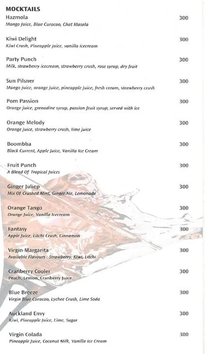 Status Family Rest-O-Bar menu 