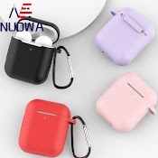 Vỏ Bảo Vệ Hộp Sạc Tai Nghe Bằng Silicon Gắn Kèm Móc Khóa Tiện Dụng Thích Hợp Cho Airpods 1/2