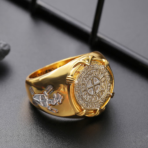 Title 1, Mens Electroplated Valor Gold Coin Ring Elegan...