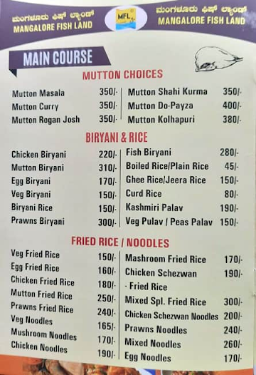 Mangalore Fish Land menu 