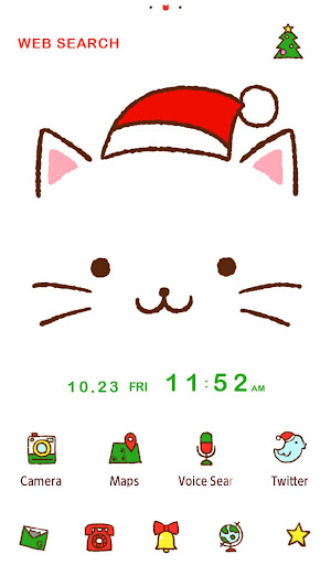 壁紙無料-猫ちゃんのフェイス クリスマスバージョン-きせかえ