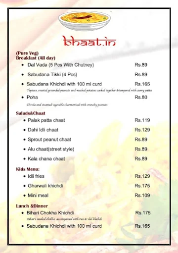 Bhaat.In menu 