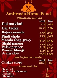 Ambrosia Home Food menu 1