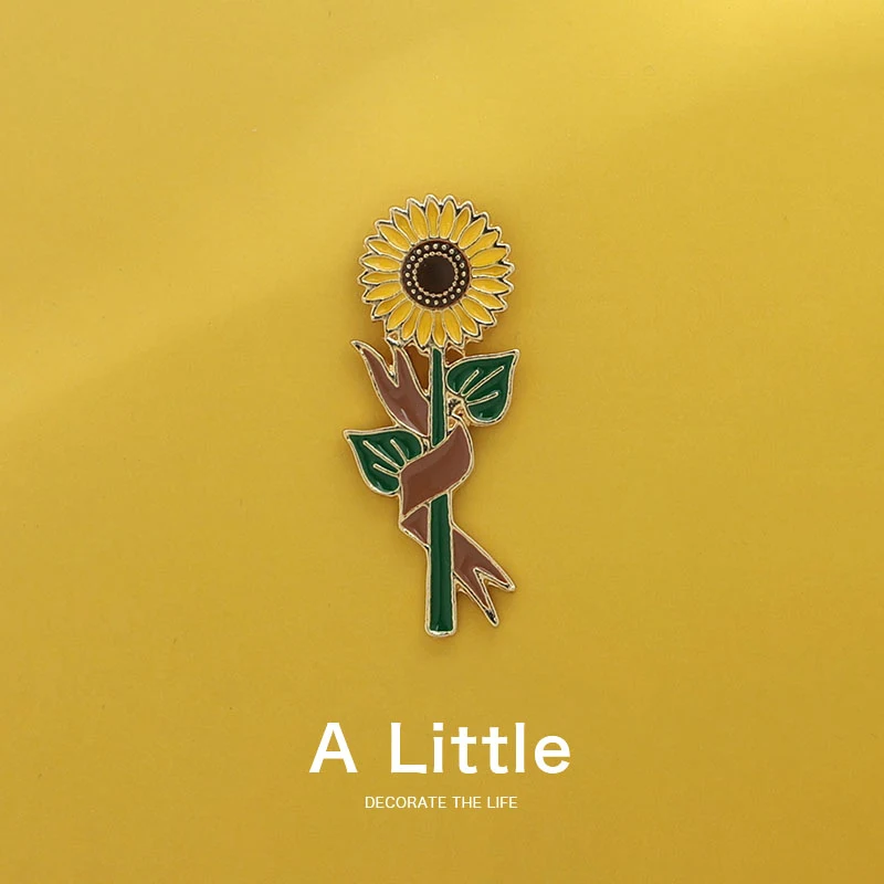 Broche tournesol homme et femme, tendance mode, épingle créative et personnalisée, badge métal, accessoire original et unique.