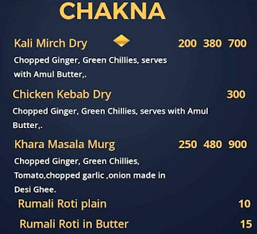 Kali Mirch menu 