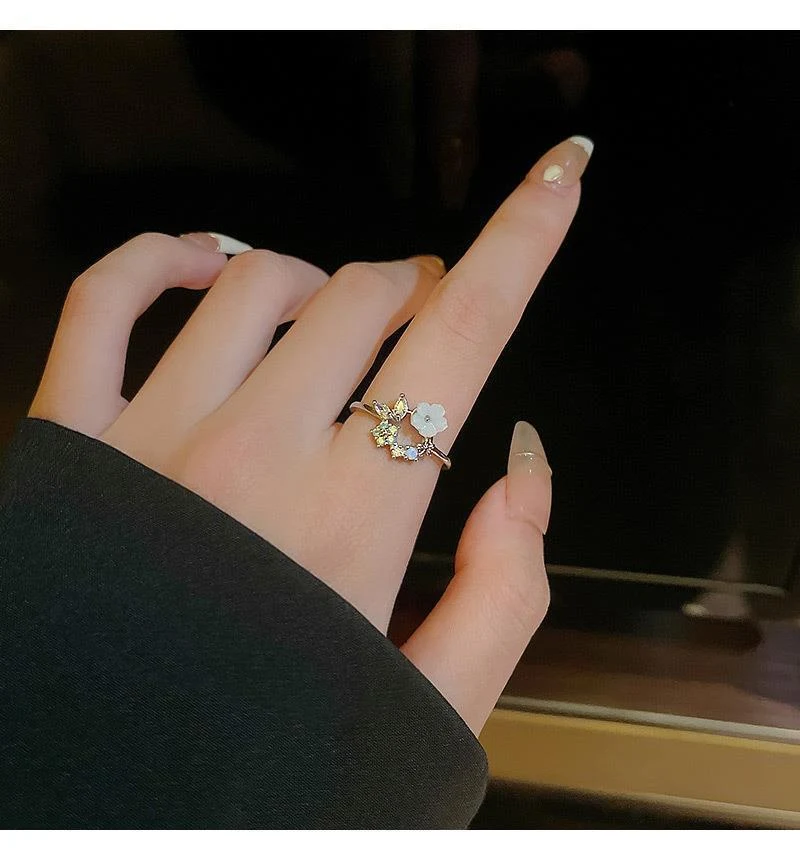 Title 8, Bague papillon réglable en zircon fleur, luxe l...