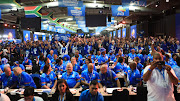 April 01 2023. Members of Democratic Alliance attending the Federal congress sitting in Midrand singing slogans as the congress gets under way.. Picture: Thapelo Morebudi