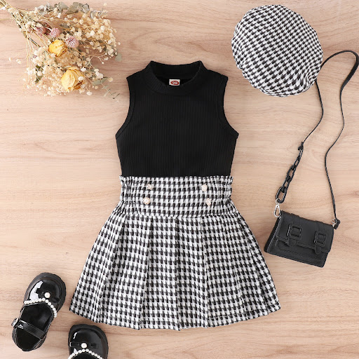 Title 6, Childrens Sleeveless Top in Thousand Bird Plai...