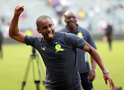 Mamelodi Sundowns coach Rhulani Mokwena celebrates during their DStv Premiership win against Orlando Pirates at Orlando Stadium on February 4 2020.