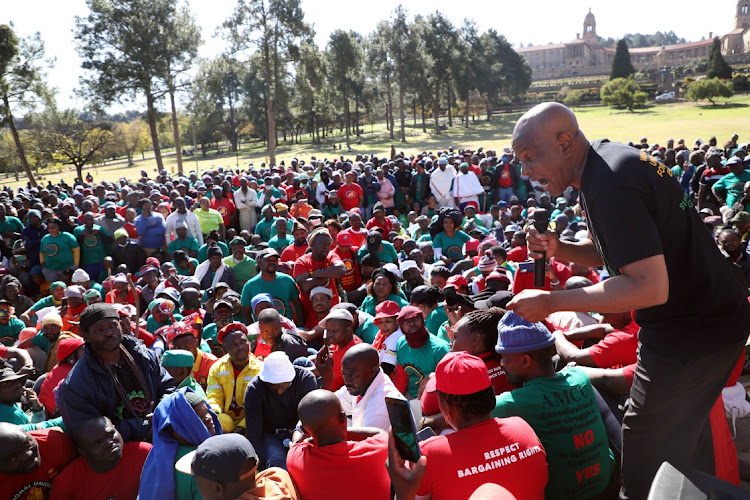 Joseph Mathunjwa addresses NUM and Amcu workers at the Union Buildings in Pretoria, June 2 2022. Picture: ANTONIO MUCHAVE/SOWETAN