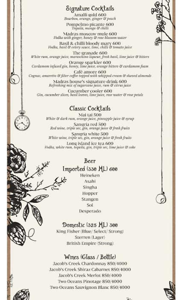 The Hatter's Table menu 