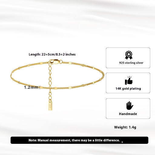 Title 4, S925 Sterling Silver Anklet with 12mm Spacer. E...