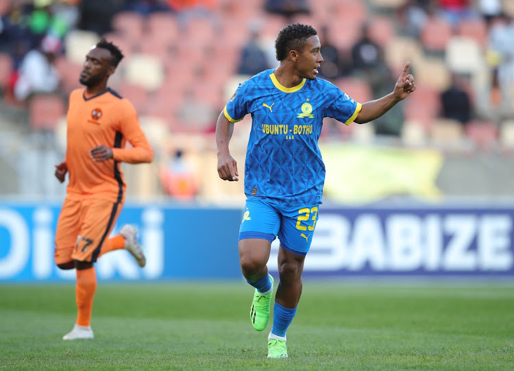 Lucas Ribeiro Costa celebrates scoring for Mamelodi Sundowns in their DStv Premiership match against Polokwane City at Peter Mokaba Stadium in Polokwane on Wednesday.