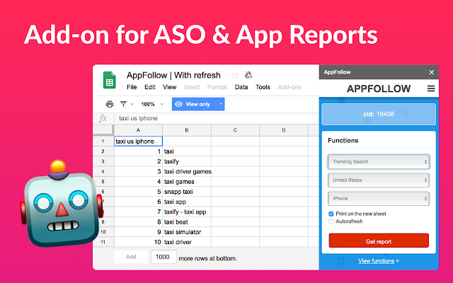 Screenshot of AppFollow: Add-on for ASO and App Reports