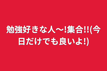 勉強好きな人〜!集合!!(今日だけでも良いよ!)