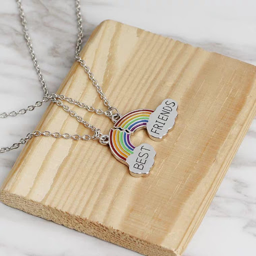 Title 5, Rainbow cloud stitching pendant necklace a char...