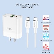 Bộ Sạc Nhanh Hoco C80 20W Có 2 Cổng Usb Pd 20W Qc 3.0, Dây Typec To Typec Dành Cho Android: Samsung, Oppo, Huawei...