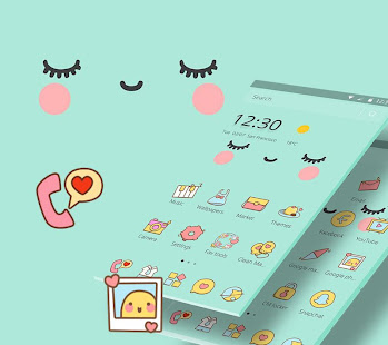 Blue Cute Cartoon Sweet Face Theme(圖2)-速報App