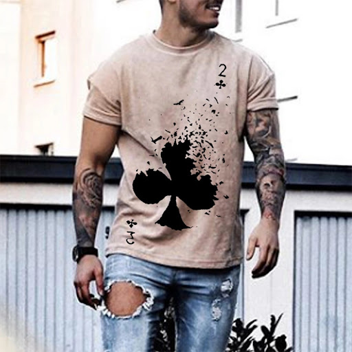 Title 7, Mens Short Sleeved Shirt Round Neck Casual Pri...