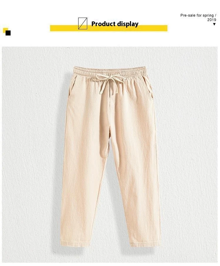 Title 5, Linnen Heren Tang Broek Korte Chinese Casual Lo...
