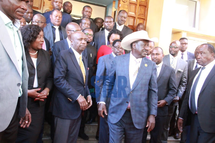 AU envoy Raila Odinga after consoling with the Moi family in parliament on February 10th.February.2020/EZEKIEL AMINGA