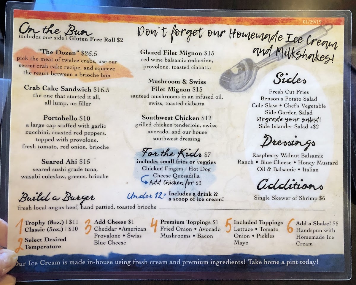 Menu from Port House Grill