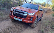 The Isuzu D-Max 4x4 LSE taming the muddy terrain at Gerotek. 