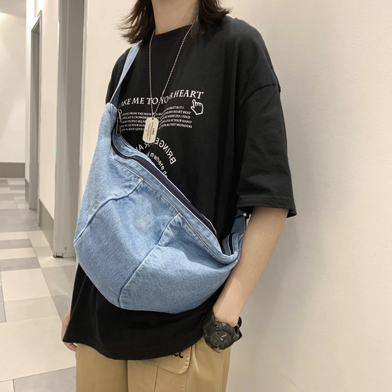 Title 1, Sac bandoulière en denim polyvalent, grande cap...