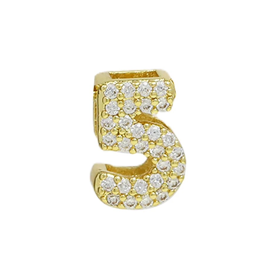 Messing 18K Zirkon DIY Accessoires Jaar Hanger. Maak je eigen gepersonaliseerde sieraden met deze stijlvolle hanger, ideaal voor knutselprojecten.