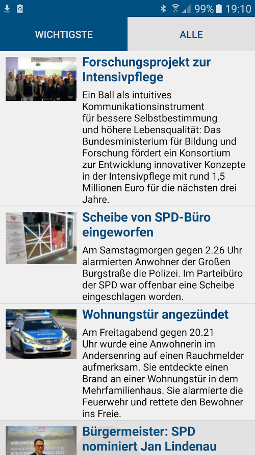 Android application HL-live.de Ticker screenshort