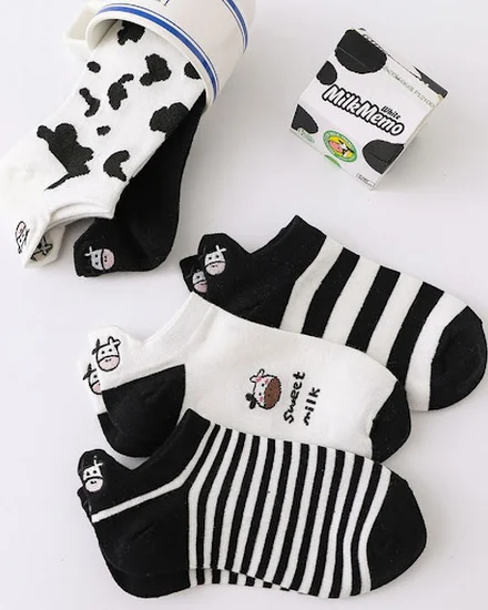 Apparel Accessories Keep Warm Cartoon Cow Boat Socks Sock... - 0