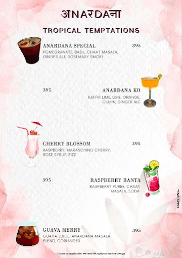 Anardana menu 