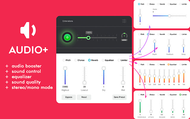 Audio + Volume Booster & equalizer chrome extension