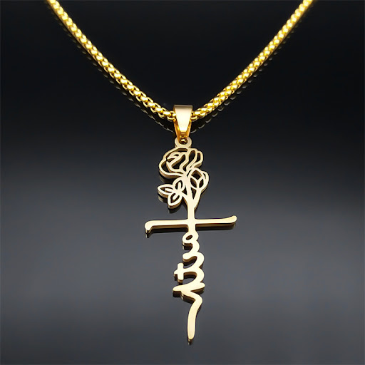 Title 6, Cross Rose Necklace 18K Gold Exquisite Jewelry ...