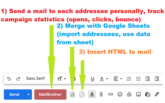 Send Mass Mail + HTML inserter for Gmail chrome extension