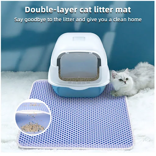 Cat Litter Mat Double Layer Waterproof Urine Proof Trapping Mat Easy to Clean Non-Slip Toilet Pad Cat Scratch Pad Large 