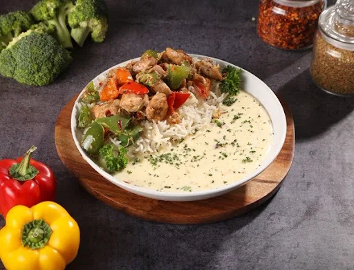 Rosemary Chicken Rice Bowl in Cheese Sauce