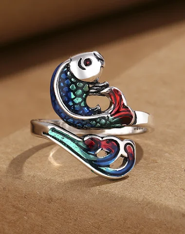 Bague vintage en argent émaillé, ca - 3
