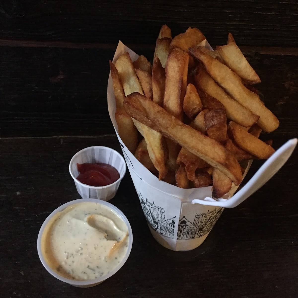 Large fries with rosemary garlic mayo