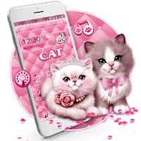 Cute Pink Cat Couple Theme