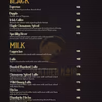 Panther Noir Coffee menu 