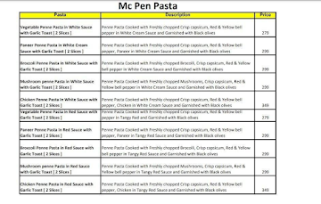 MC Pen Pasta menu 