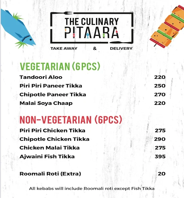 The Culinary Pitaara menu 